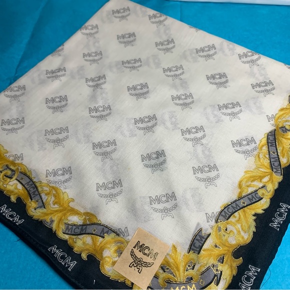 MCM Scarf with Gold and Black Pattern